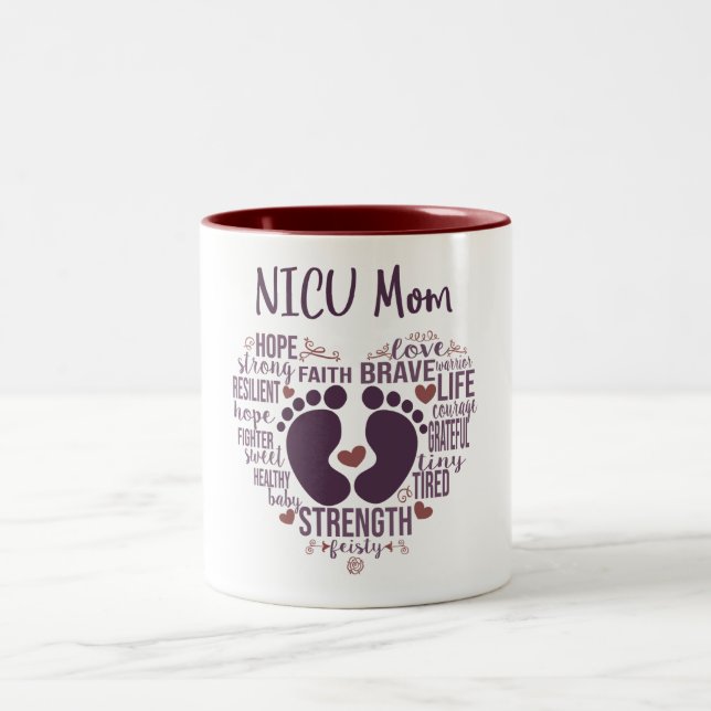 "NICU Mama" Preemie oder NICU Awareness Coffee Tas Zweifarbige Tasse (Mittel)