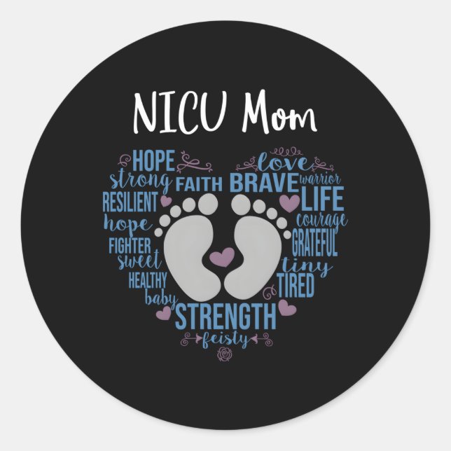 Nicu Mama Preemie oder Nicu Mommy Blue Runder Aufkleber (Vorderseite)