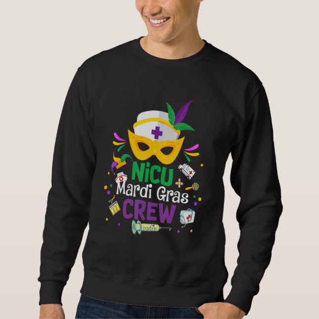 Nicu Mardi Gras Nurse Crew Family Group Nursing Lo Sweatshirt (Vorderseite)