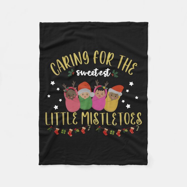 Nicu Nurse Christmas Sweetest Mistletoes Mother Ba Fleecedecke (Vorderseite)