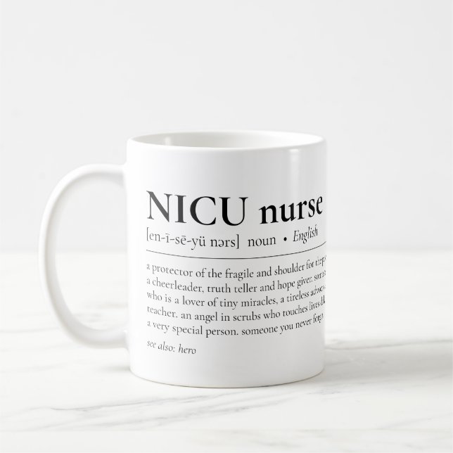 NICU Nurse Definition Neugeborene Icu Bewertung Kaffeetasse (Links)
