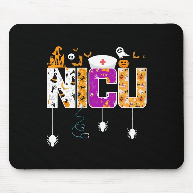 NICU Nurse Halloween Hospital Party Fun Pflege St. Mousepad (Vorne)