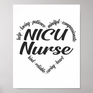 NICU Nurse HerzWord Cloud Poster