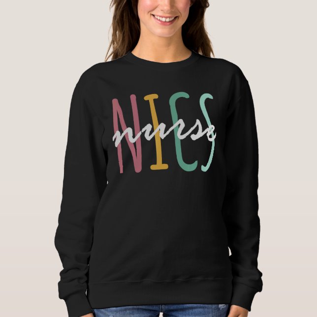 Nicu Nurse Icu Neonatal Boho Rainbow Team Tiny Hum Sweatshirt (Vorderseite)