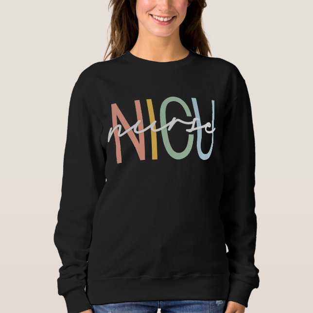 Nicu Nurse Icu Neonatal Boho Rainbow Team Tiny Hum Sweatshirt (Vorderseite)