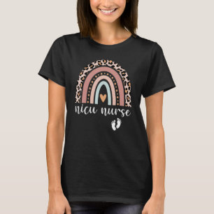 Nicu Nurse Icu Neonatal Leopard Boho Rainbow Nurse T-Shirt