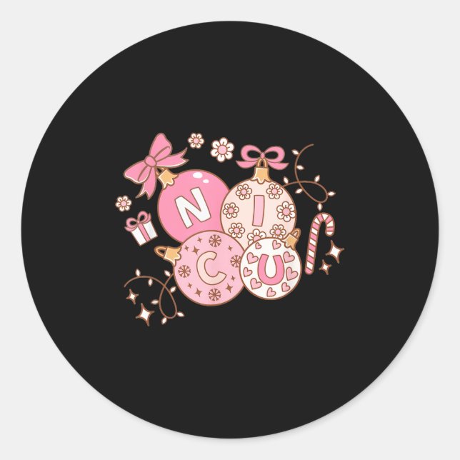 Nicu Nurse Nk Christmas Retro Neonatal Intensive C Runder Aufkleber (Vorderseite)