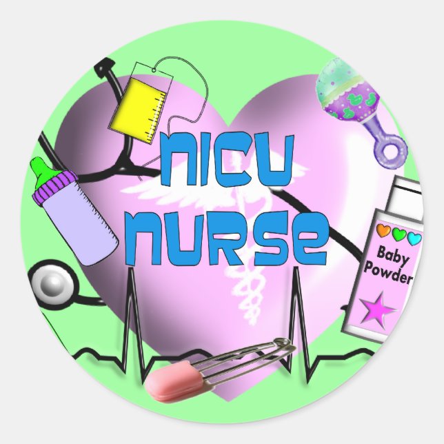 NICU Nurse Pink Heart Design Geschenke Runder Aufkleber (Vorderseite)
