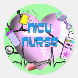 NICU Nurse Pink Heart Design Geschenke Runder Aufkleber