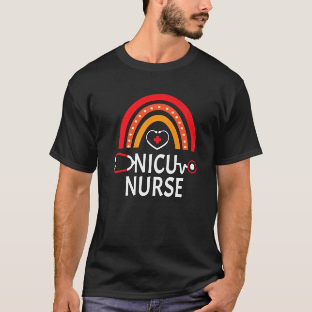 Nicu Nurse Rainbow Icu Neonatal Team Tiny Humans R T-Shirt (Vorderseite)