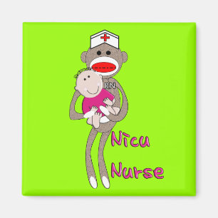 Nicu Nurse Sock Monkey Design Geschenke Magnet