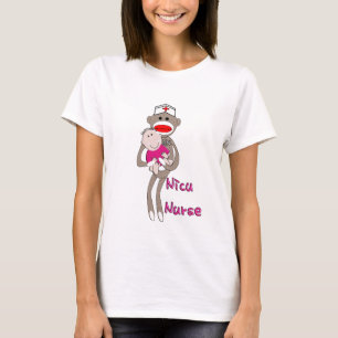 Nicu Nurse Sock Monkey Design Geschenke T-Shirt