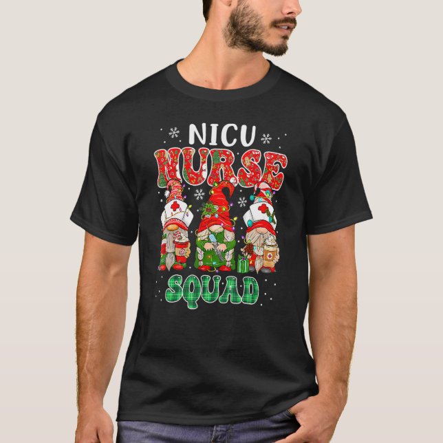 NICU Nurse Squad Christmas Gnomes Niedlich Neonata T-Shirt (Vorderseite)