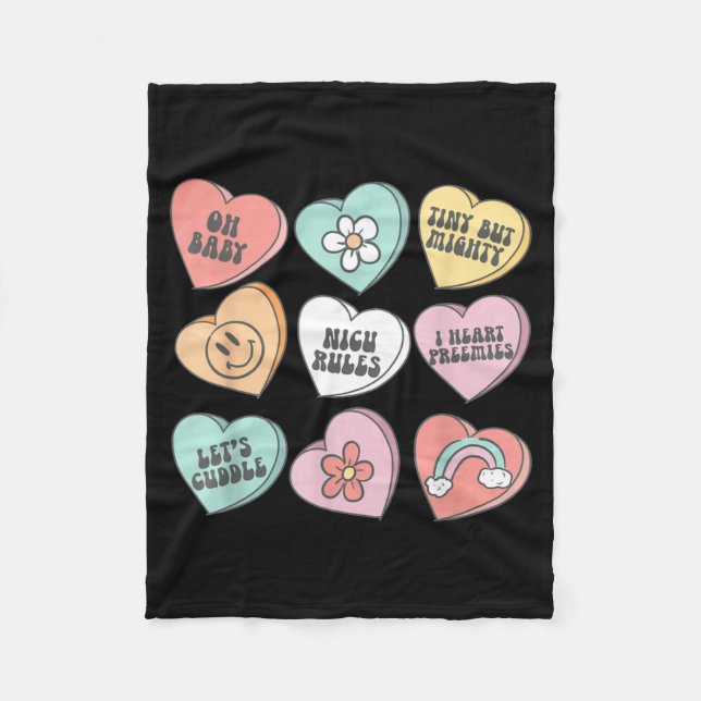 Nicu Nurse Valentine's Day Heart Candy Neonatal Ic Fleecedecke (Vorderseite)