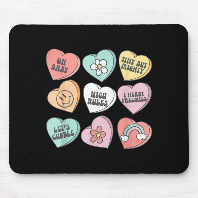 Nicu Nurse Valentine's Day Heart Candy Neonatal Ic Mousepad (Vorne)