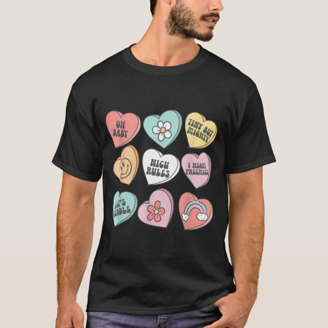Nicu Nurse Valentine's Day Heart Candy Neonatal Ic T-Shirt (Vorderseite)