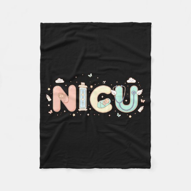 Nicu Nurse Valentine's Day Heart Stethoscope Scrub Fleecedecke (Vorderseite)