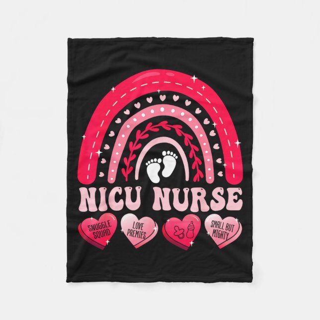 Nicu Nurse Valentines Day Rainbow Neonatal Rn Hear Fleecedecke (Vorderseite)