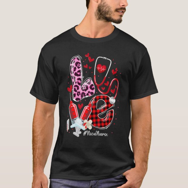 Nicu Nurse Valentines Day Stethoscope ER ICU NICU  T-Shirt (Vorderseite)