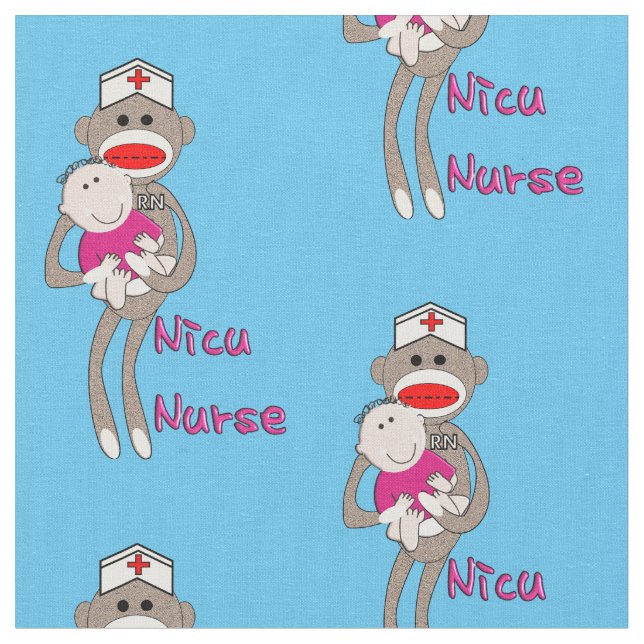 NICU Nursock Monkey Blue Stoff (Nahaufnahme)