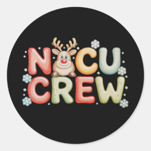 NICU-Team Weihnachtslichter Rentiere Neonatal-Weih Runder Aufkleber