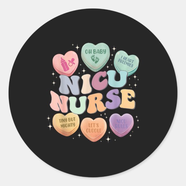 Nicu Valentine Nicu Nurse Valentines Day Icu Nurse Runder Aufkleber (Vorderseite)