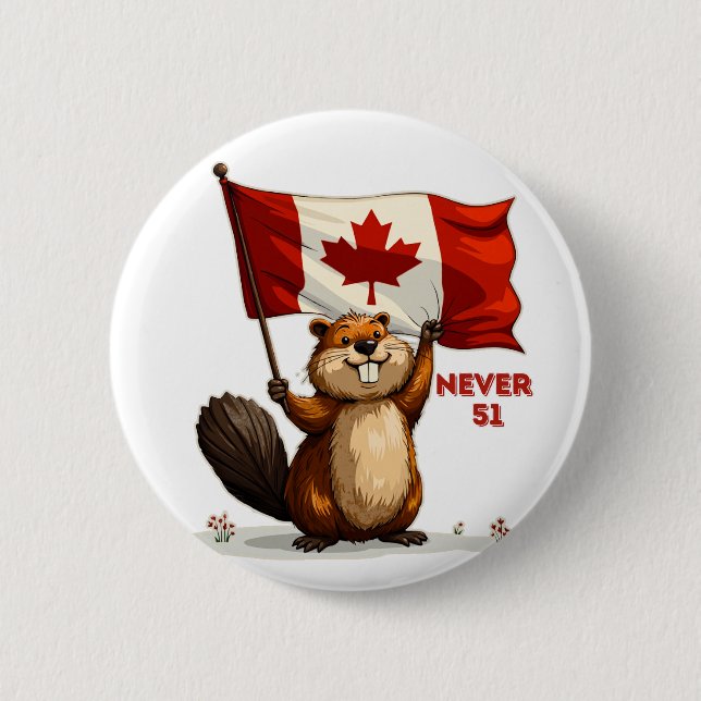 Nie 51, Biber, kanadisches Ahornblätterblatt Button (Vorderseite)