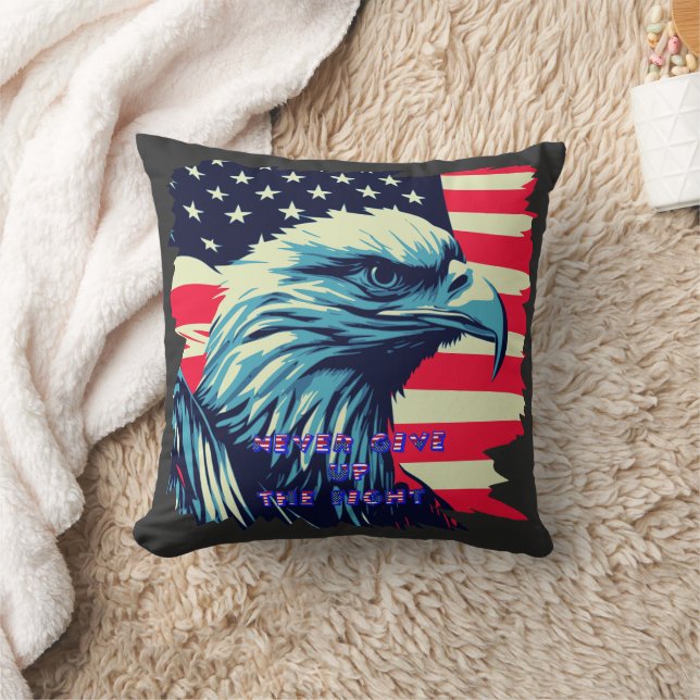 Nie aufgeben Amerika Eagle USA Art Kissen (Decke)