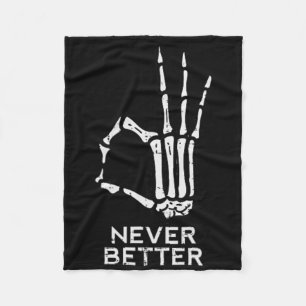 Nie besser Ok Sign Skeleton Hand Fun Halloween M Fleecedecke