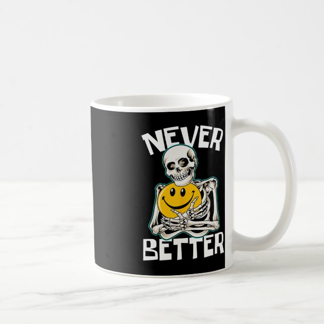 NIE BESSER Skeleton Fun Skull Halloween Kostüm Kaffeetasse (Rechts)