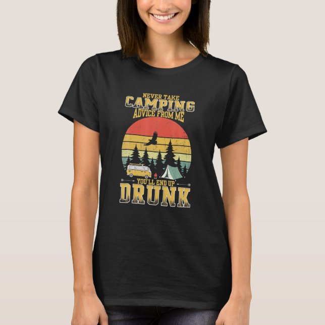 Nie Camping Ratgeber Funny Camping Geschenke T-Shirt (Vorderseite)
