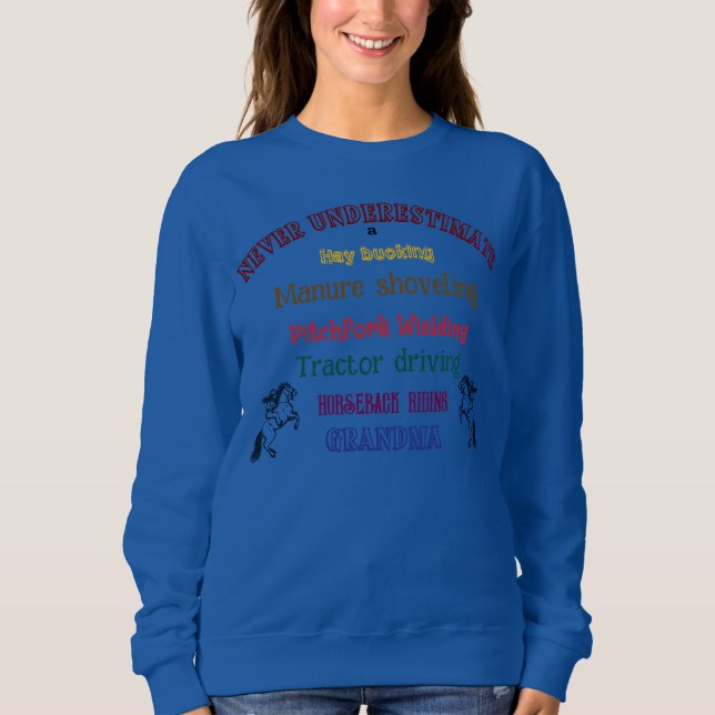 Nie das Oma Funny Sprichwort unterschätzen Sweatshirt (Vorderseite)