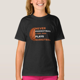 Nie ein Mädchen unterschätzen, das Basketbal spiel T-Shirt
