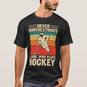 Nie ein Mädchen unterschätzen, das Hockey-Funny sp T-Shirt