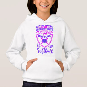 Nie ein Mädchen unterschätzen, das Softball spielt Hoodie
