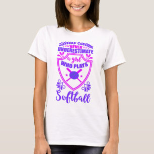 Nie ein Mädchen unterschätzen, das Softball T-S sp T-Shirt