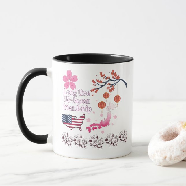 Nie endende Freundschaft schwarz & weiß Tasse (Mit Donut)