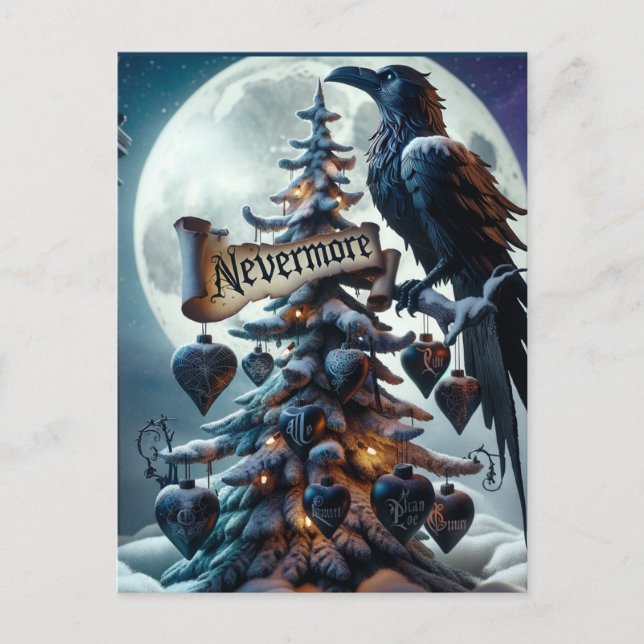 Nie mehr gotische Weihnachtsbaum mit Herz raven Postkarte (Vorderseite)