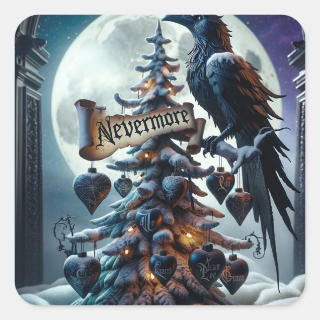 Nie mehr gotische Weihnachtsbaum mit Herz raven Quadratischer Aufkleber (Vorderseite)