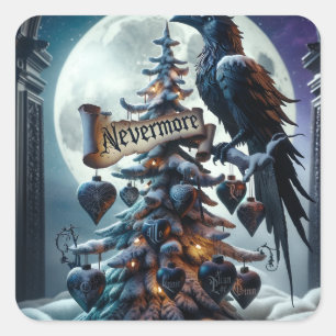 Nie mehr gotische Weihnachtsbaum mit Herz raven Quadratischer Aufkleber