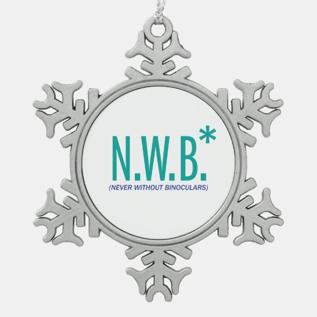 Nie ohne Ferngläser Schneeflocken Zinn-Ornament (Vorderseite)