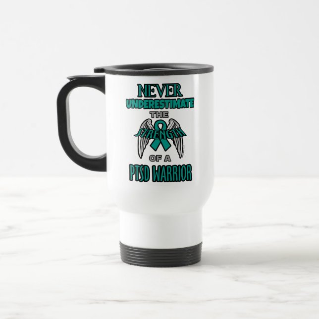 Nie...PTSD Warrior Travel Mug Reisebecher (Links)