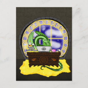 Nie schlafen Drache bei der Arbeit Postkarte