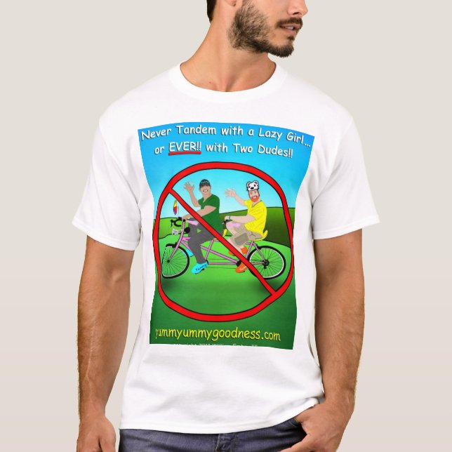 Nie Tandemfahrrad mit zwei Typen!! T-Shirt (Vorderseite)