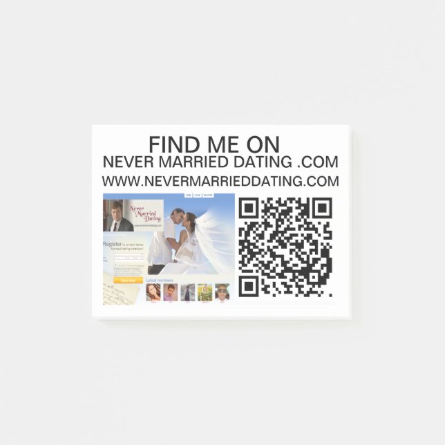 Nie Verheiratet Verabredet. Com Post It Post-it Klebezettel (Vorderseite)