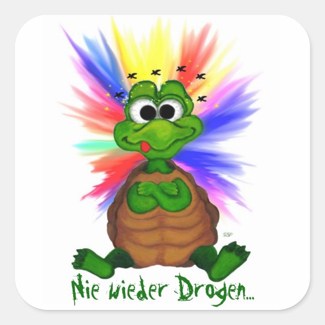 Nie wieder Drogen Quadratischer Aufkleber (Vorderseite)