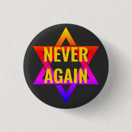 NIE WIEDER Holocaust YOM HASHOAH Button