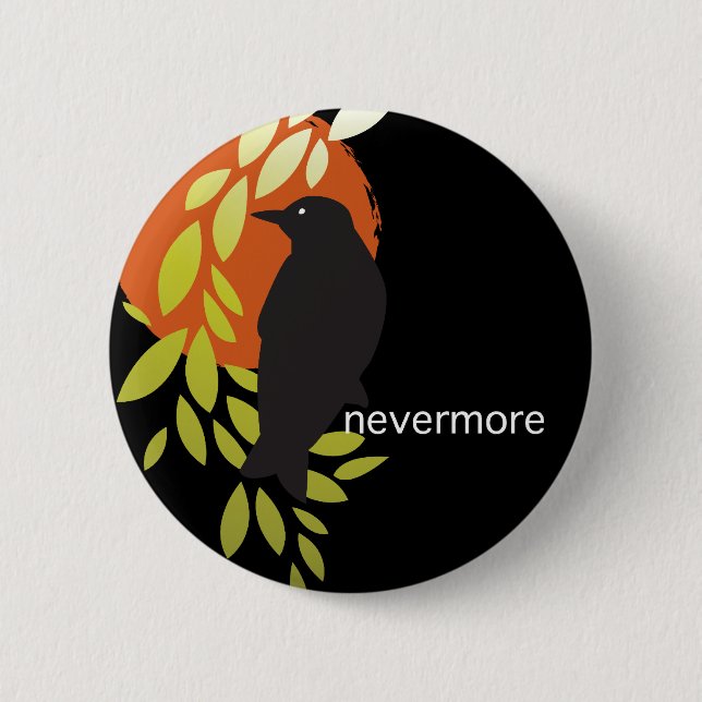 Nie wieder - Rabe u. Mond durch Poe Button (Vorderseite)