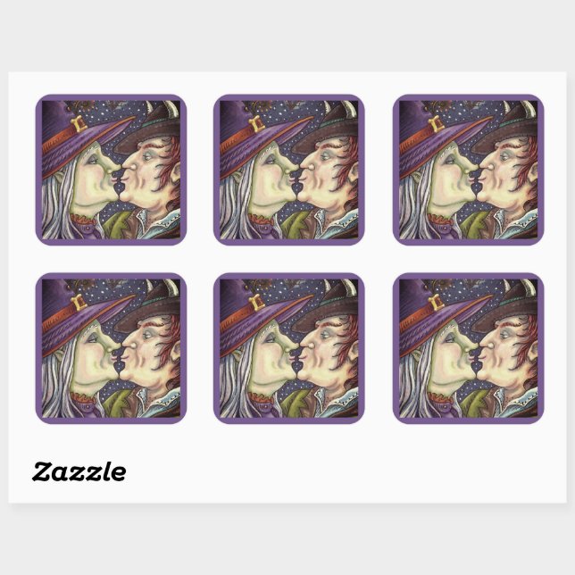 NIE ZU ALT FÜR ROMANCE, WITCH & WARLOCK IN LIEBE QUADRATISCHER AUFKLEBER (Blatt)