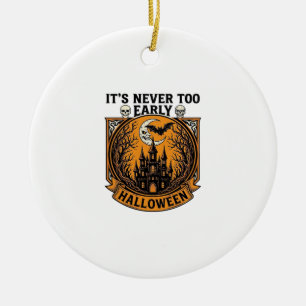 Nie zu früh Halloween Spukhaus Mond Fledermaus_1 Keramik Ornament